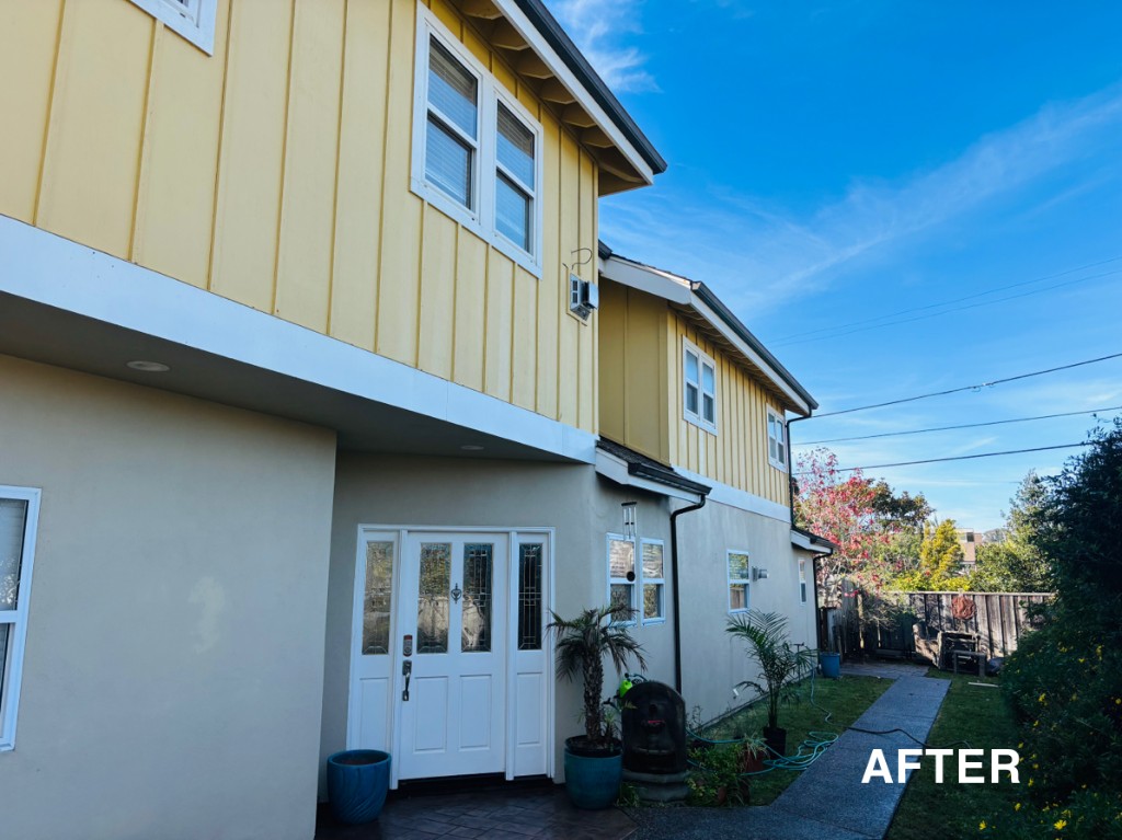 House exterior after soft wash cleaning in Santa Cruz