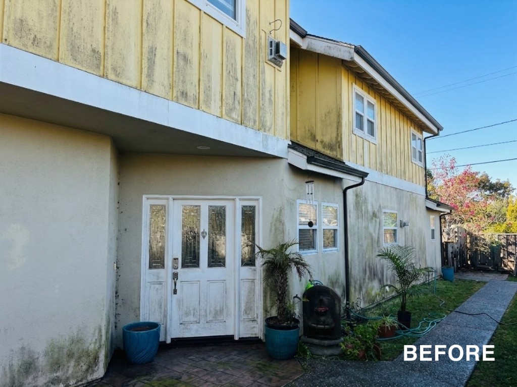House exterior before soft wash cleaning in Santa Cruz