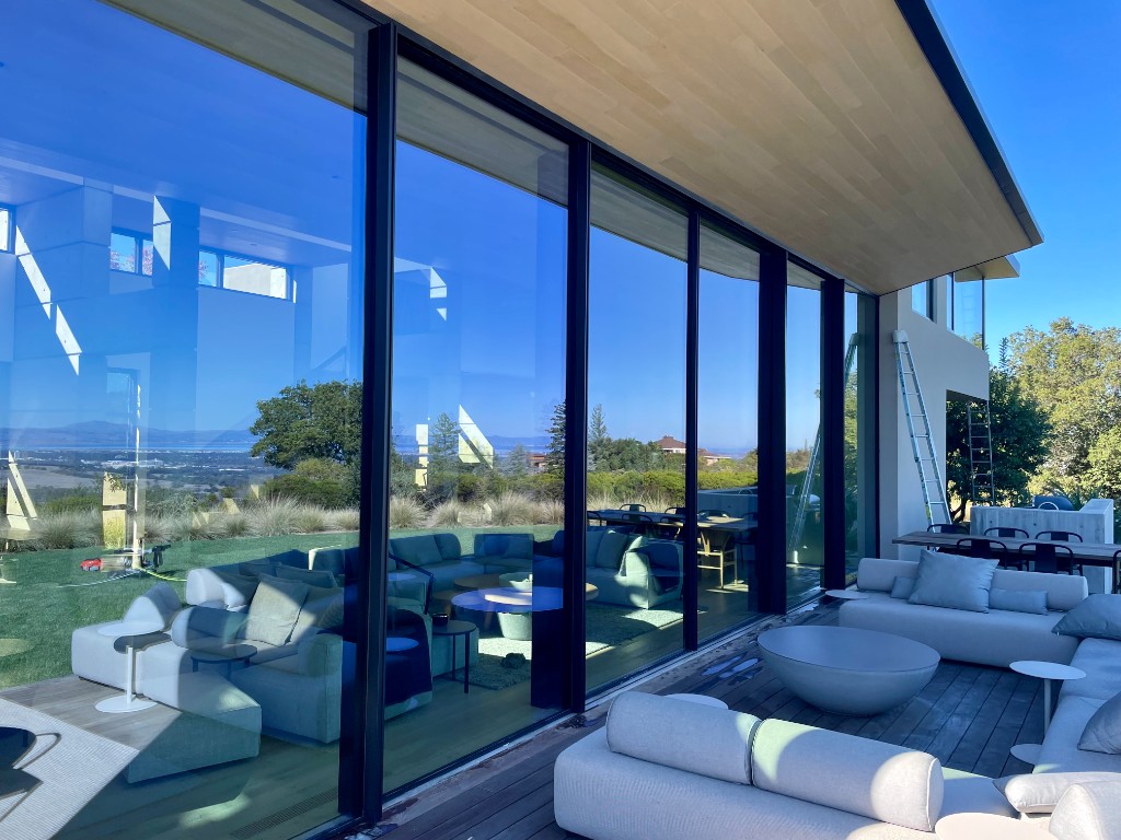 Sparkling clean modern glass windows on a luxury home
