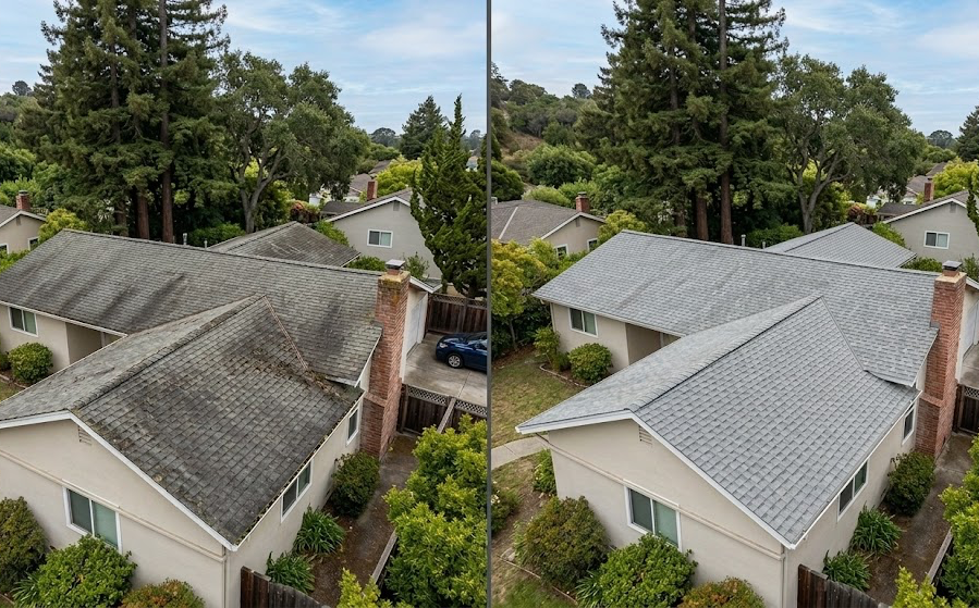 Roof Cleaning Before and After in Aptos, CA