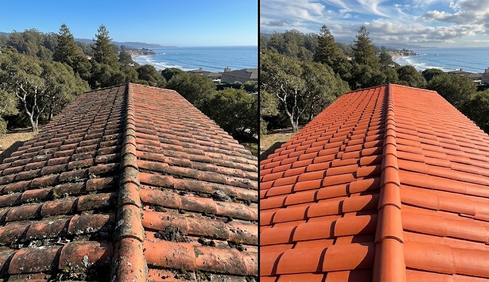 Tile Roof Cleaning Before and After in Santa Cruz
