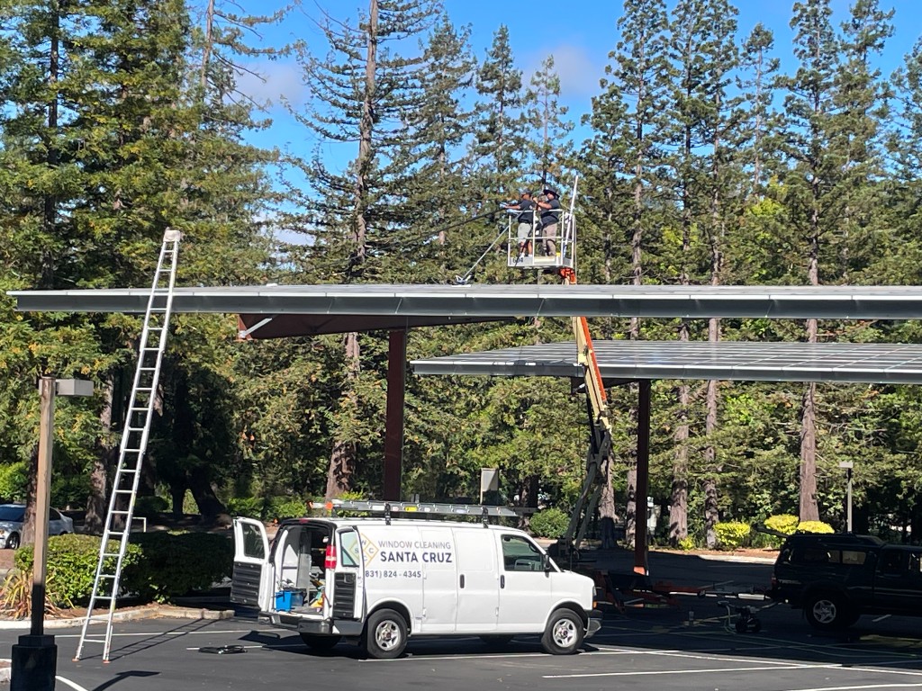 Commercial Solar Panel Cleaning with Company Van in Santa Cruz